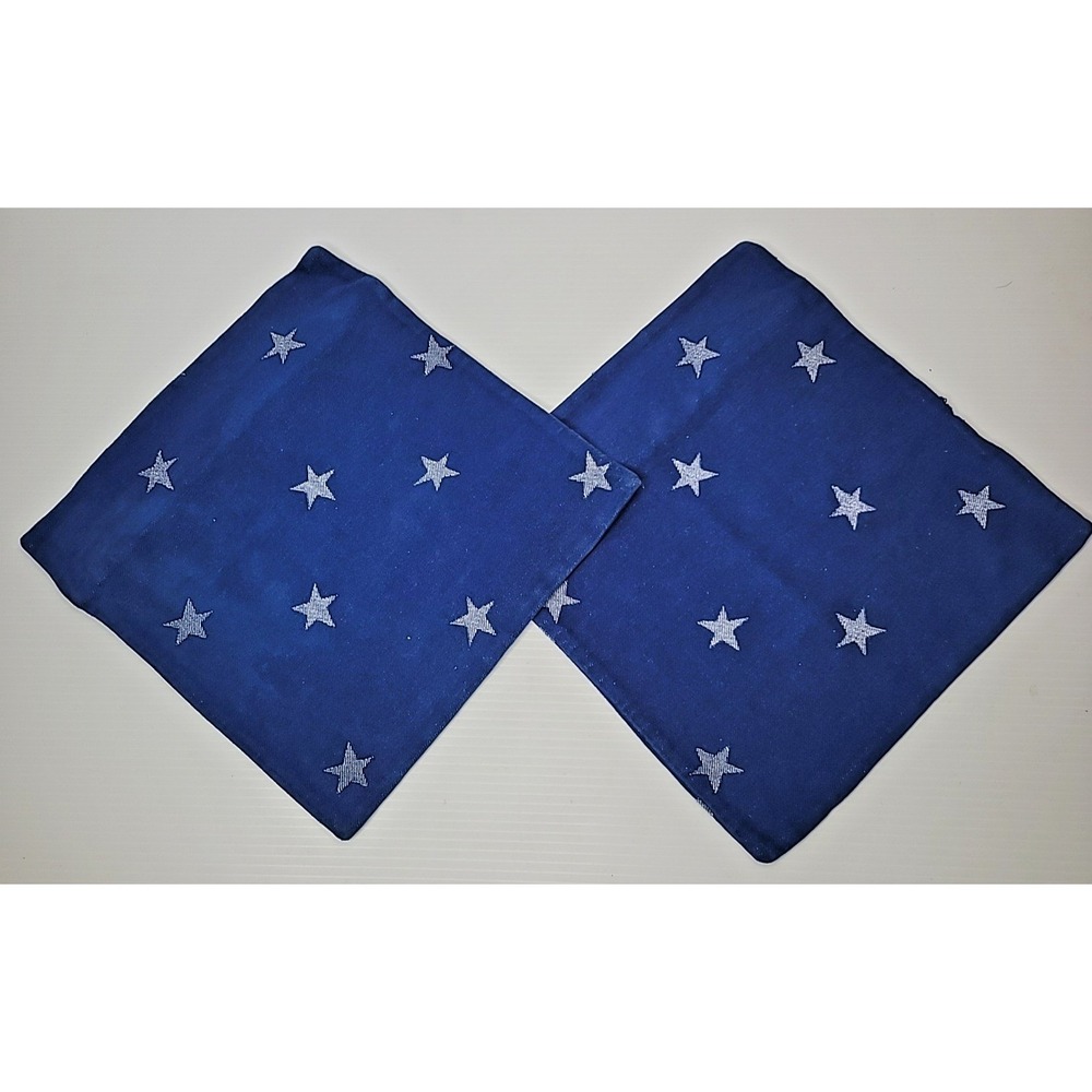 2 Crate & Barrel Star Throw Pillow Covers 12x12 Blue White Patriotic Old Stock